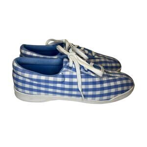Easy Spirit Women's Checkered Gingham Sneakers Shoes Blue White Sz 9.5N Comfy